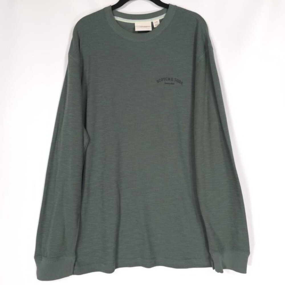 SCOTCH & SODA Men's T-Shirt LARGE Textured Knit Long Sleeve Green 11195-1024